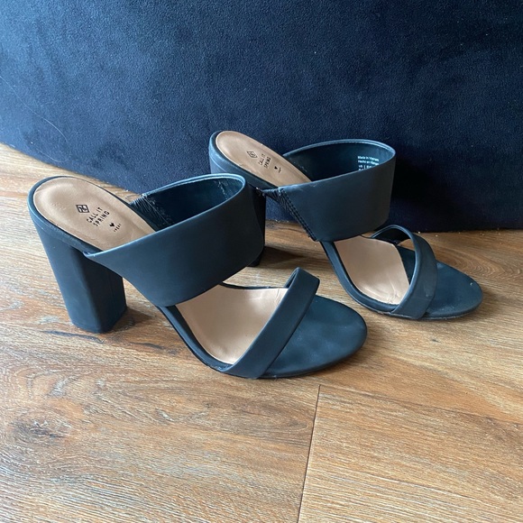 Call it Spring Black Two Strap Heels - Picture 1 of 4